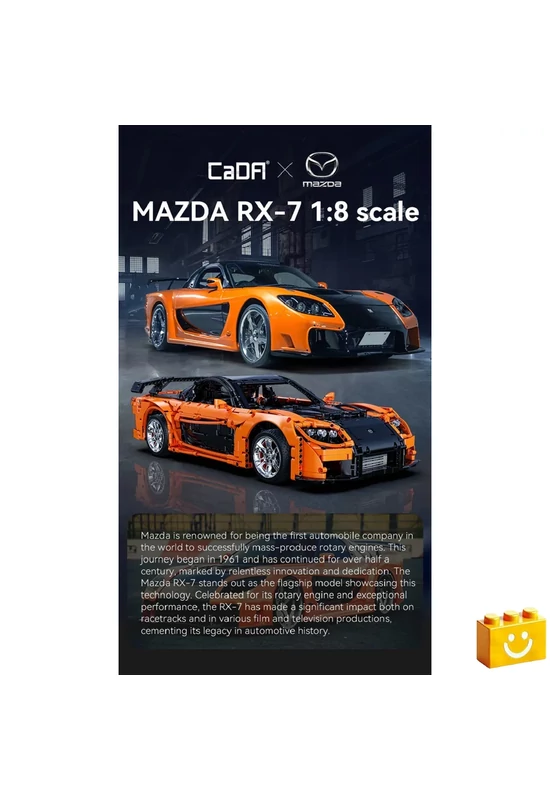 CaDA® C61502W - Távirányítós Mazda RX-7 sportkocsi - 100% technic-kompatibilis építőjáték