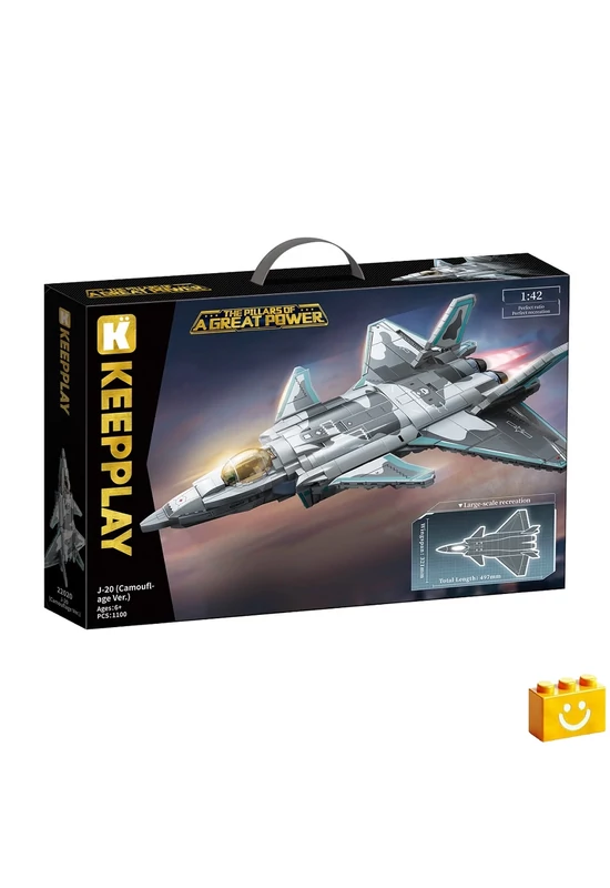 QMAN® 22020 - Chengdu J–20 lopakodó harci repülőgép - 100% technic-kompatibilis építőjáték