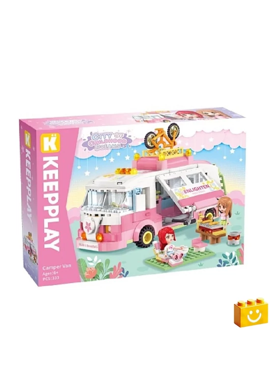 QMAN® 33019 Keepplay - Lakókocsi kaland építőjáték - 100% kompatibilis minden más kedvelt márkával
