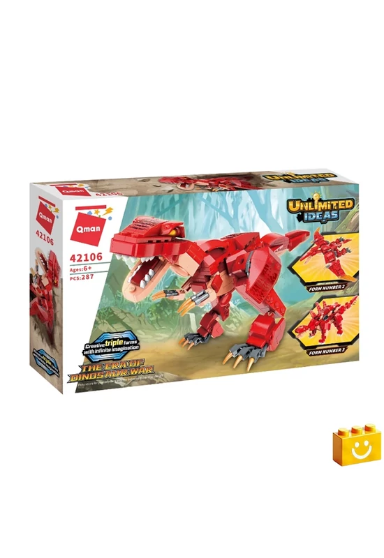 QMAN® 42106 - 3 az 1-ben Dinoszauruszok építőjáték - 100% kompatibilis minden más kedvelt márkával