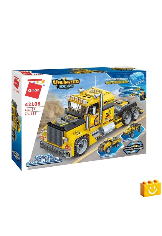 QMAN® 42108 - 3 az 1-ben Csőrös kamion, Pick-up, Cross-autó építőjáték - 100% kompatibilis minden más kedvelt márkával
