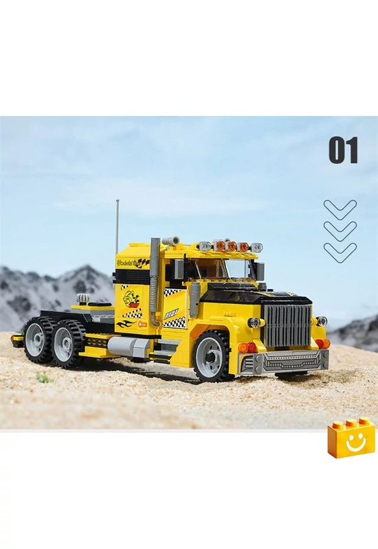 QMAN® 42108 - 3 az 1-ben Csőrös kamion, Pick-up, Cross-autó építőjáték - 100% kompatibilis minden más kedvelt márkával