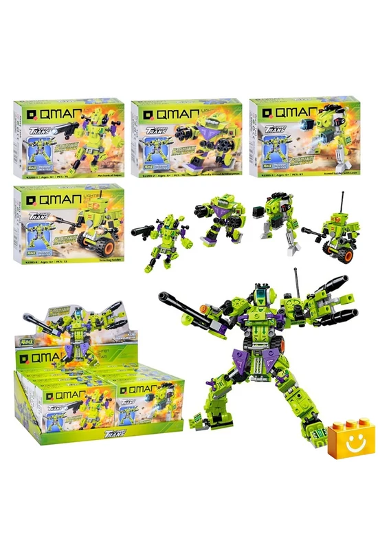 QMAN® 42203 - 4 az 1-ben Pioneer harcos robot építőjáték - 100% kompatibilis minden más kedvelt márkával
