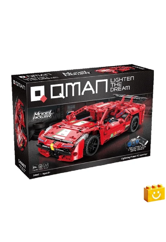 QMAN® 54007 - Lightning Flame piros versenyautó - 100% technic-kompatibilis építőjáték