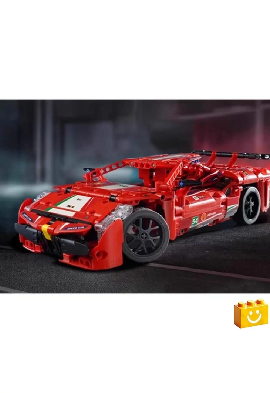 QMAN® 54007 - Lightning Flame piros versenyautó - 100% technic-kompatibilis építőjáték