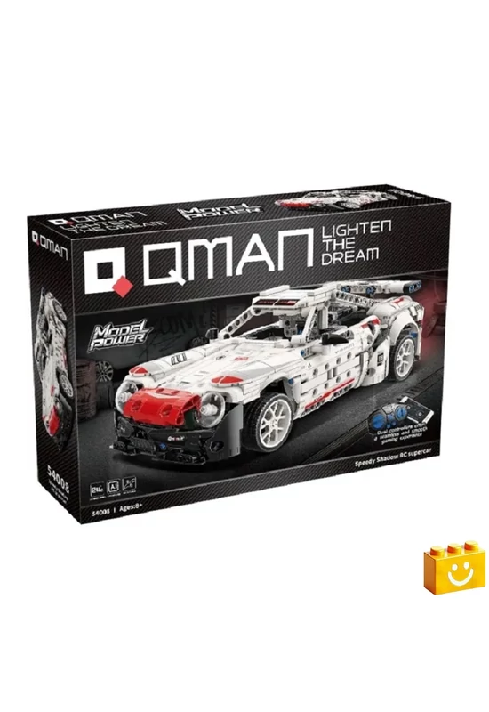 QMAN® 54008 - Speedy Shadow fehér sportautó - 100% technic-kompatibilis építőjáték