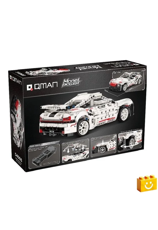 QMAN® 54008 - Speedy Shadow fehér sportautó - 100% technic-kompatibilis építőjáték