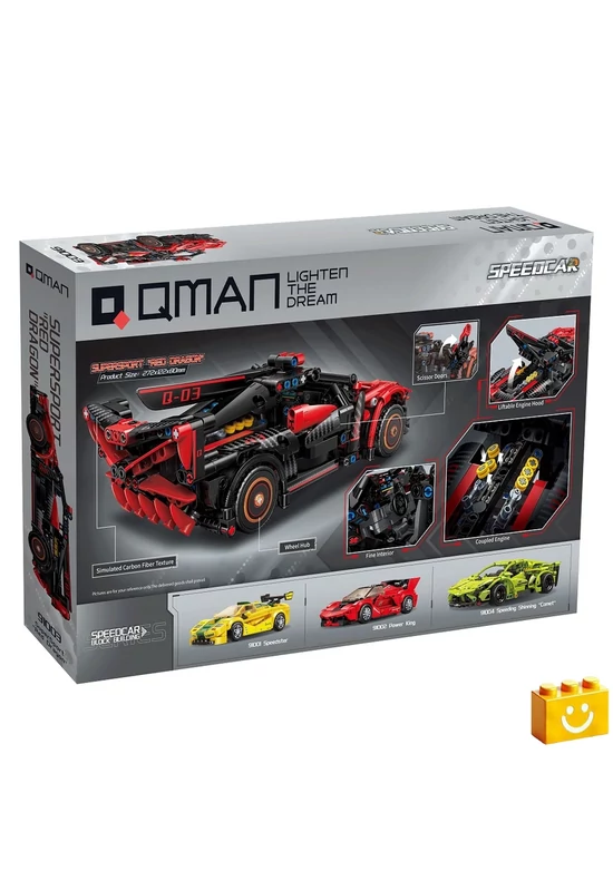 QMAN® 91003 - Vörös Sárkány sportautó - 100% technic-kompatibilis építőjáték