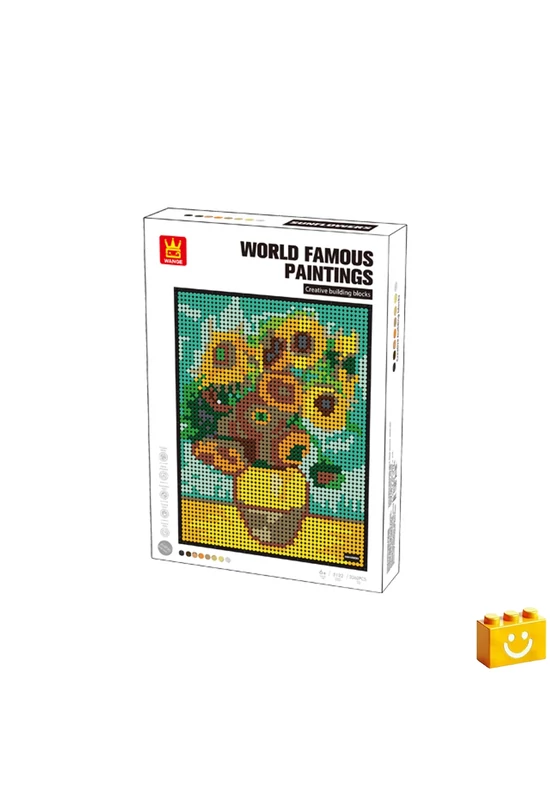 WANGE® 5122 - Van Gogh napraforgói építőjáték - 100% kompatibilis minden más kedvelt márkával