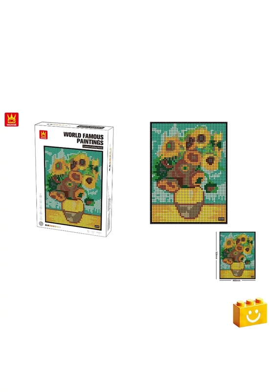 WANGE® 5122 - Van Gogh napraforgói építőjáték - 100% kompatibilis minden más kedvelt márkával