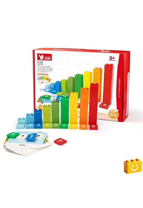 WANGE® - DUBIE 510 - Kezdő matek 119 építőkocka + 10 kártya építőjáték - 100% kompatibilis minden más kedvelt márkával