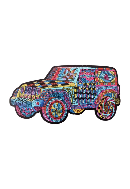 Fa puzzle, színes A3 méretű (autó)