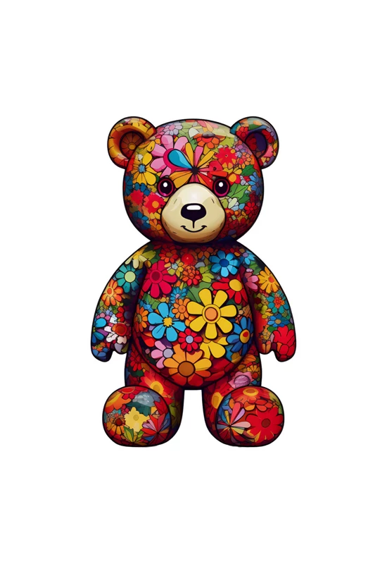 Fa puzzle, színes A3 méretű (medve)