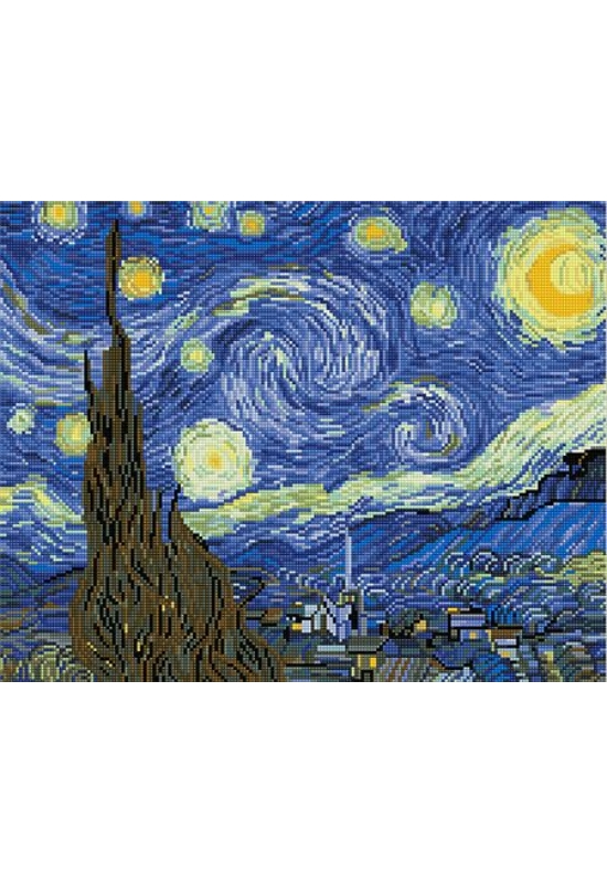 Van Gogh: Csillagos Éj - gyémánt mozaik festés - 40x50 cm