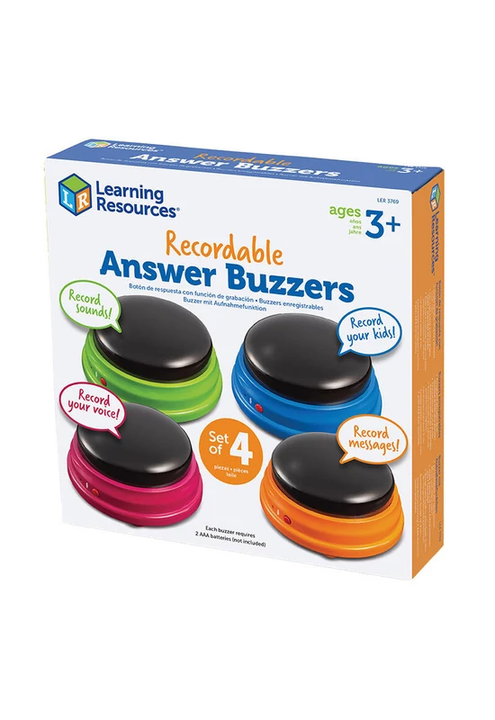 Learning Resources LER 3769 Answer Buzzers nyomógombok felvehető hanggal (4 darabos készlet)